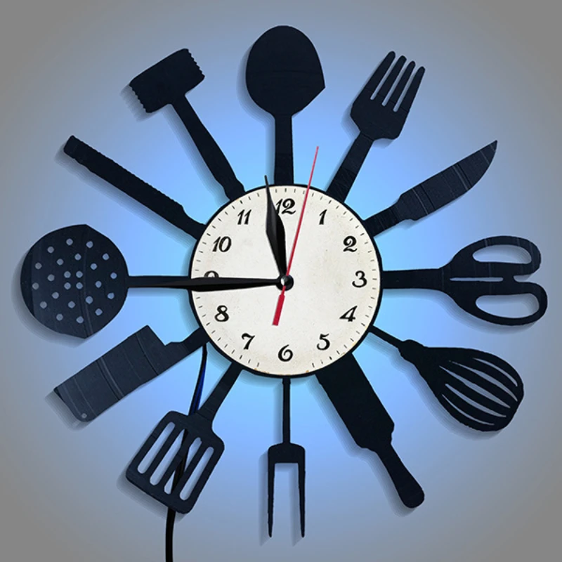 Lighting Home Decor Wall Clocks - المطبخ أدوات المائدة الزخرفية مسجل فينيل