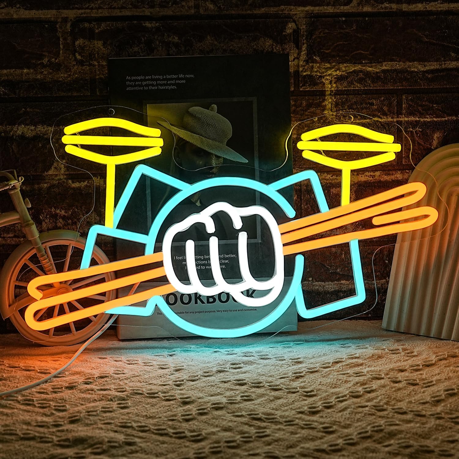 Wall Decor Lighting - لافتة نيون على شكل طقم طبول