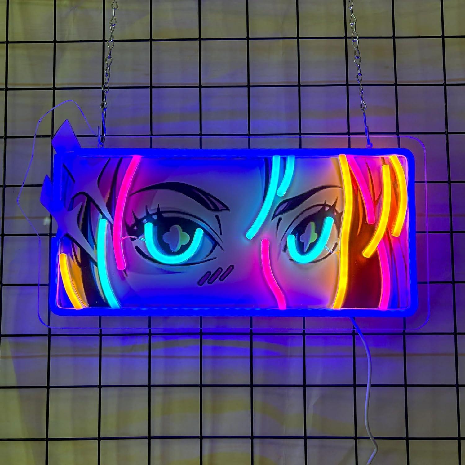 Garage Lighting Decor - لافتة نيون بتصميم عيون متحفة، أضواء