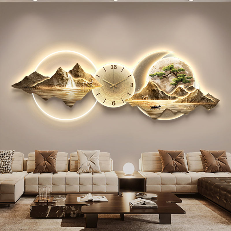 Lighting Home Decor Wall Clocks - ساعات حائط لغرفة المعيشة، لوحة جدارية