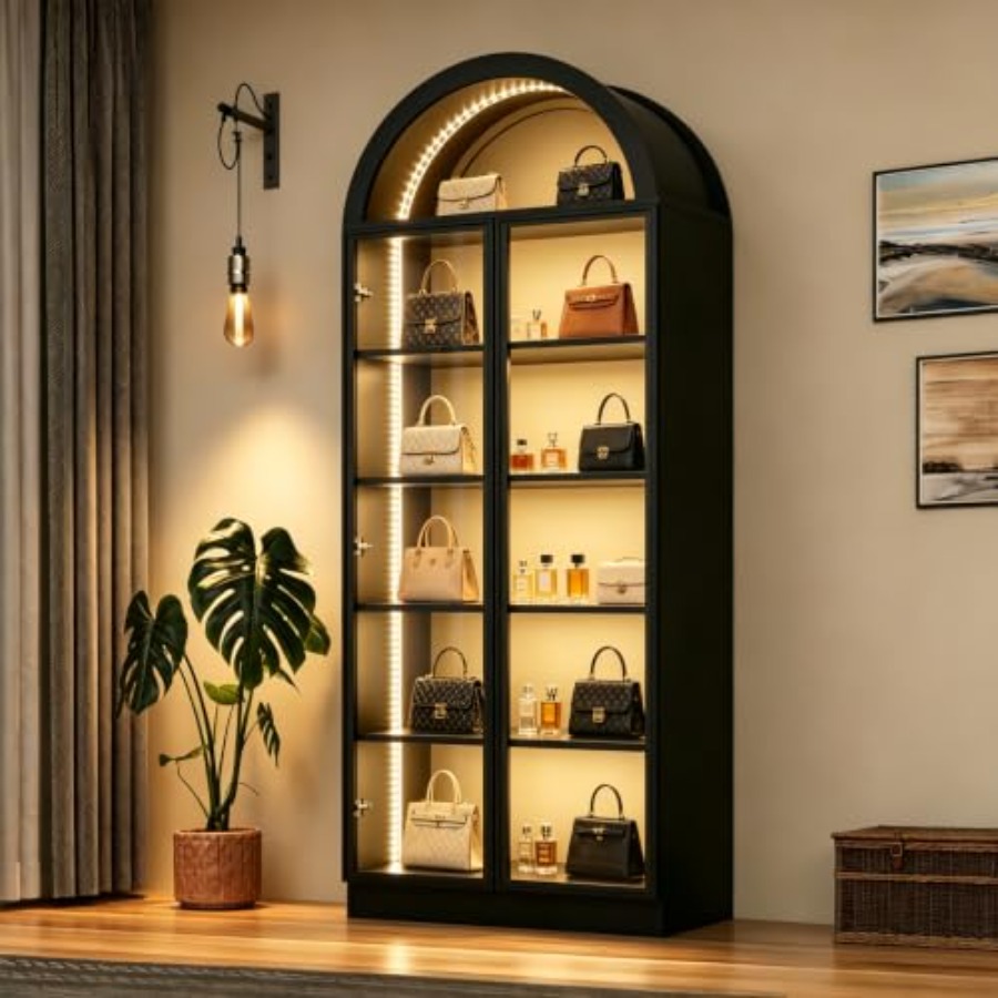 Lighting & Home Decor Studio Photos - خزانة عرض مقوسة لغرفة المعيشة أو