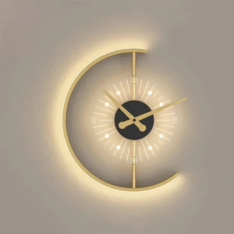 Lighting Home Decor Wall Clocks - مصباح حائط LED حديث مع ساعة
