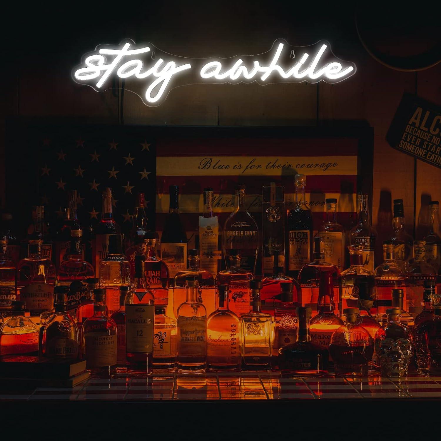 لافتات نيون 'Stay Awhile' مع إ - مراجعة Wall Decor Lighting وسعره