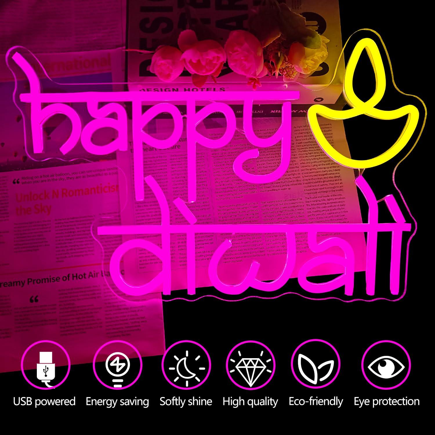 لافتة نيون لعيد ديوالي السعيد  - مراجعة Wall Decor Lighting وسعره