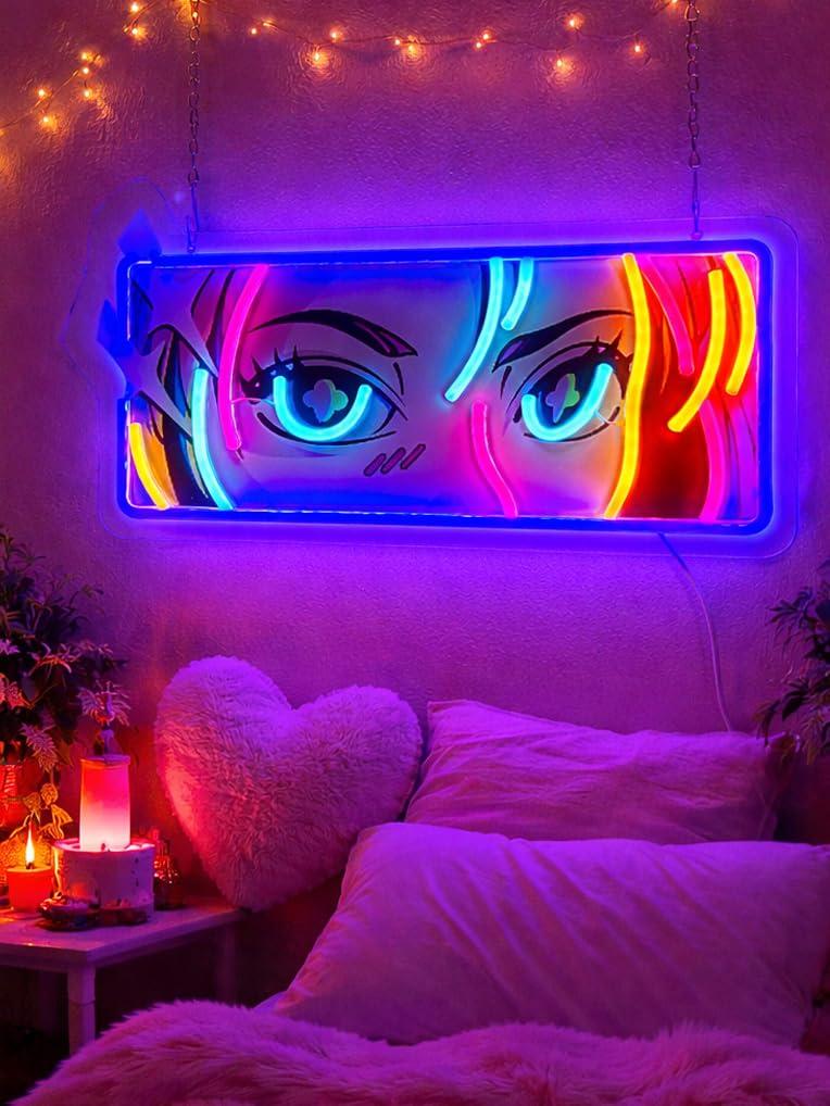 لافتة نيون بتصميم عيون متحفة،  - مراجعة Garage Lighting Decor وسعره