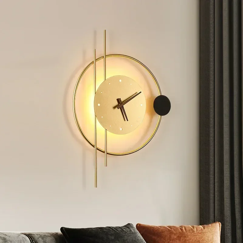 مصباح حائط LED عصري مع ساعة لغ - مراجعة Lighting Home Decor Wall Clocks وسعره