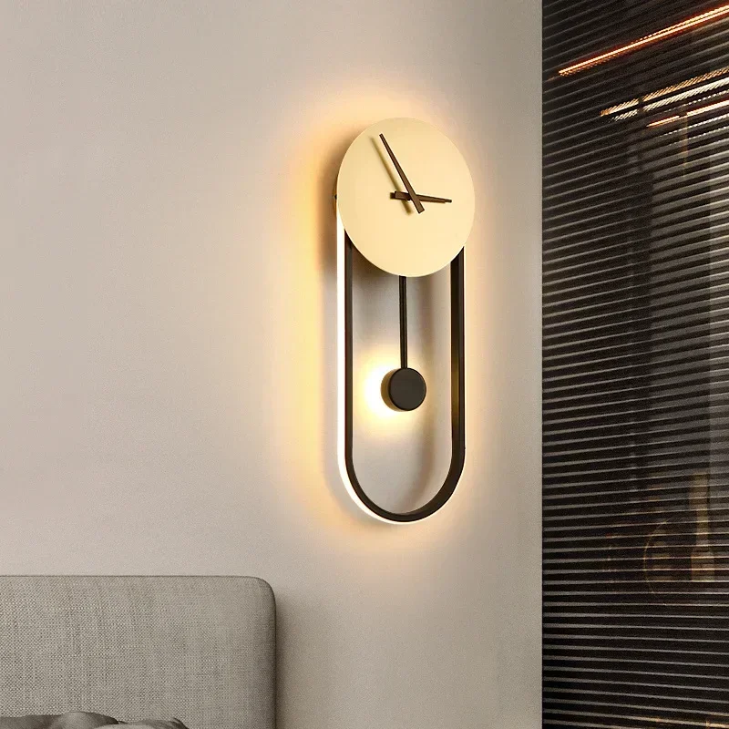 مصباح حائط LED حديث مع ساعة لغ - مراجعة Lighting Home Decor Wall Clocks وسعره