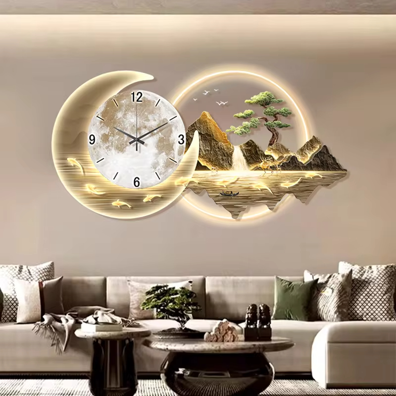 ساعة حائط جمالية صامتة على الط - مراجعة Lighting Home Decor Wall Clocks وسعره