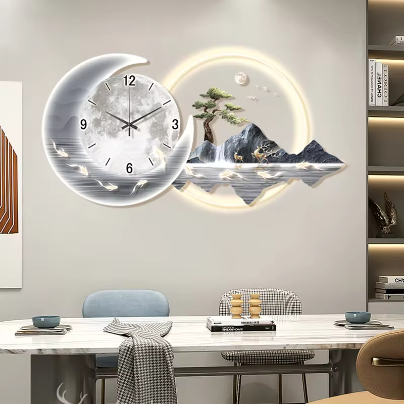 ساعة حائط جمالية صامتة على الط - مراجعة Lighting Home Decor Wall Clocks وسعره