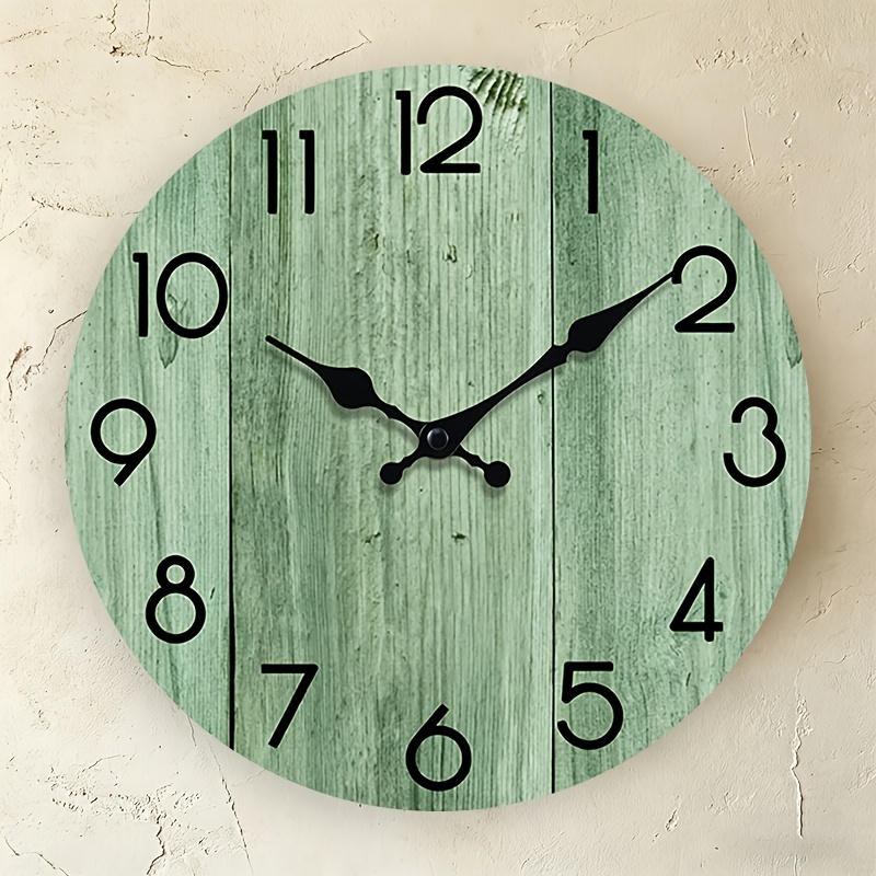 ساعة حائط دائرية بنمط خشبي أخض - مراجعة Lighting Home Decor Wall Clocks وسعره