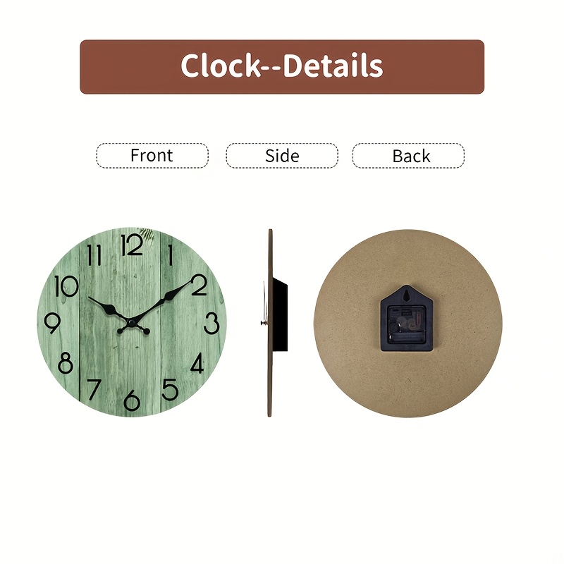 ساعة حائط دائرية بنمط خشبي أخض - مراجعة Lighting Home Decor Wall Clocks وسعره