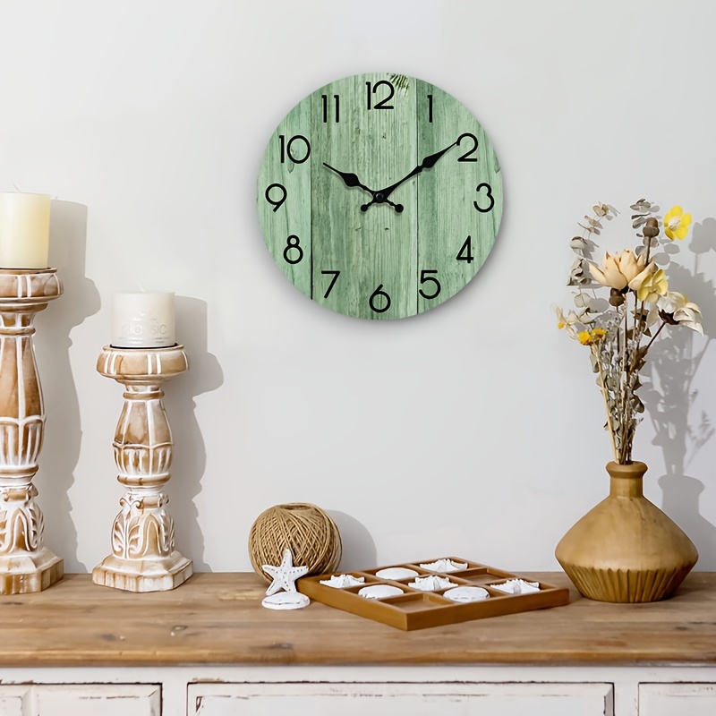 ساعة حائط دائرية بنمط خشبي أخض - مراجعة Lighting Home Decor Wall Clocks وسعره