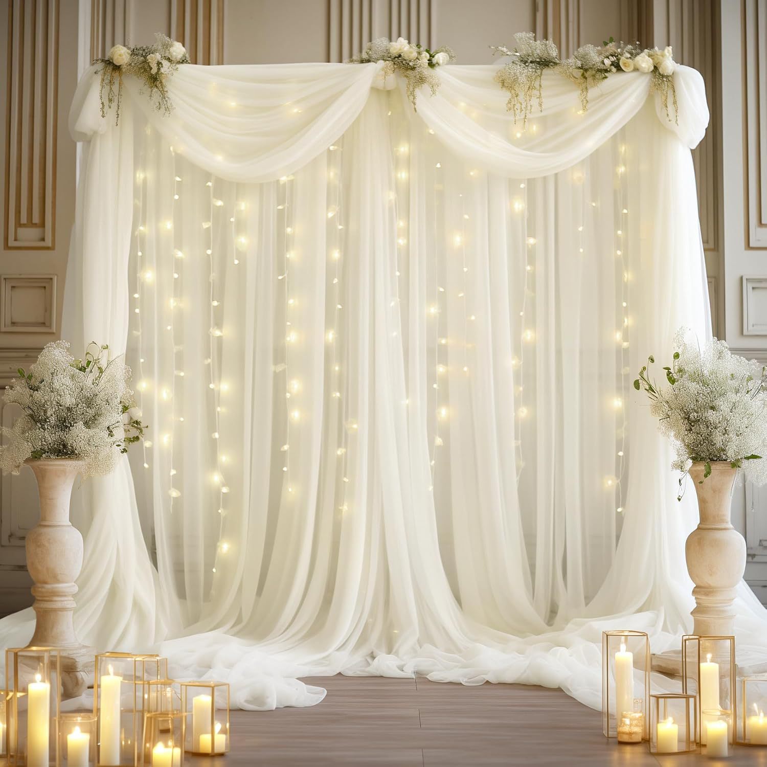 مجموعة خلفية من التول للزفاف،  - مراجعة Lighting Decor Photos وسعره