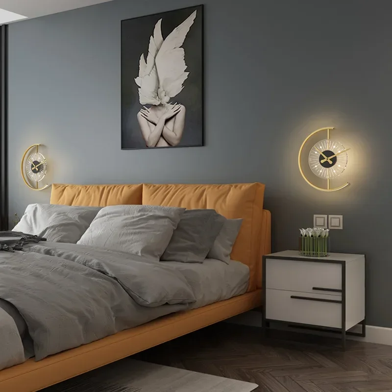 مصباح حائط LED حديث مع ساعة لغ - مراجعة Lighting Home Decor Wall Clocks وسعره
